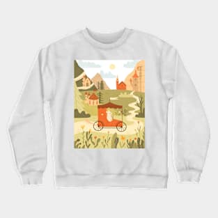 Lovely landscape with a little mouse Crewneck Sweatshirt